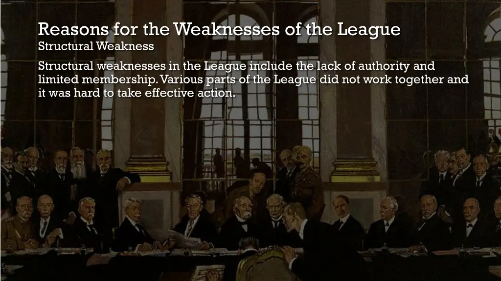 reasons for the weaknesses of the league 1