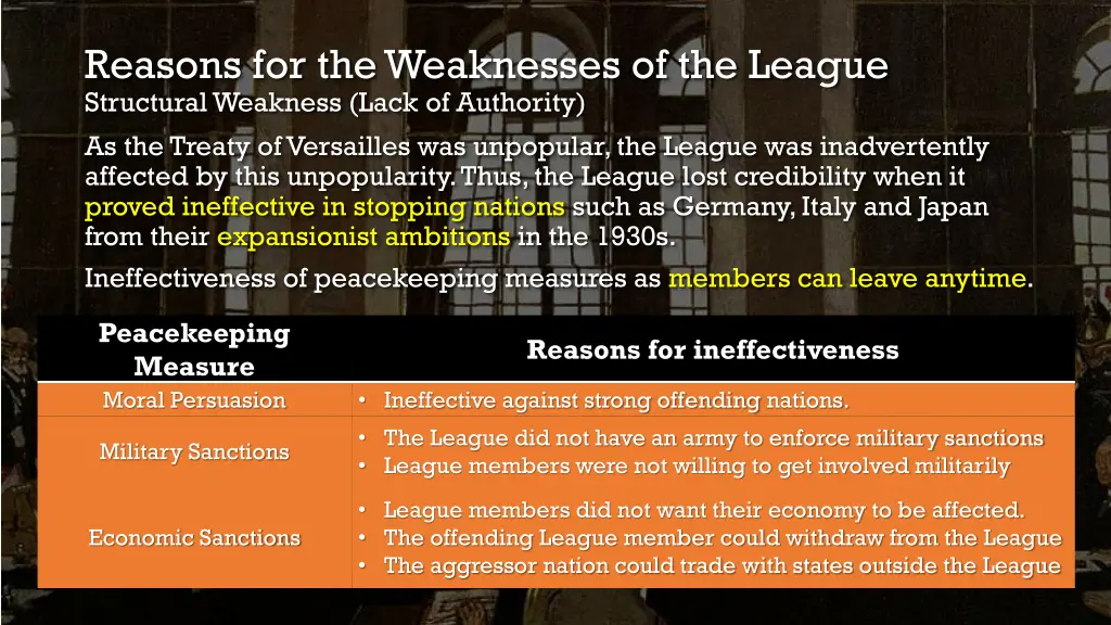reasons for the weaknesses of the league 2