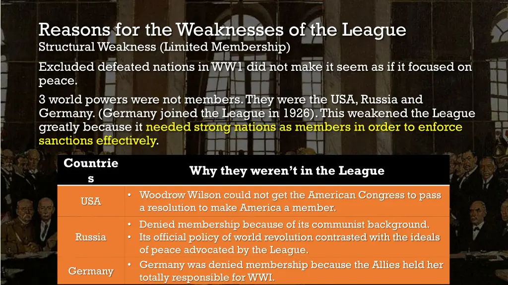 reasons for the weaknesses of the league 3