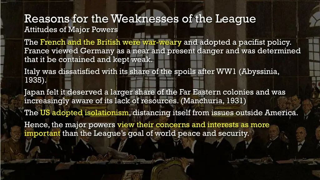 reasons for the weaknesses of the league 5