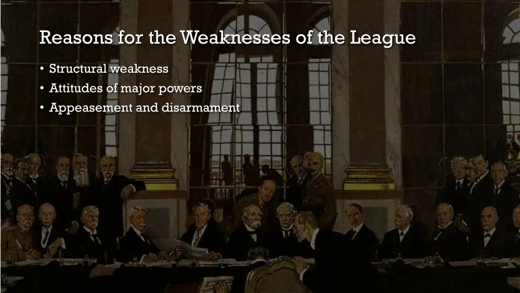 reasons for the weaknesses of the league