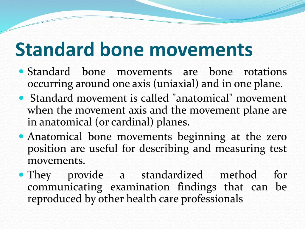 standard bone movements standard bone movements