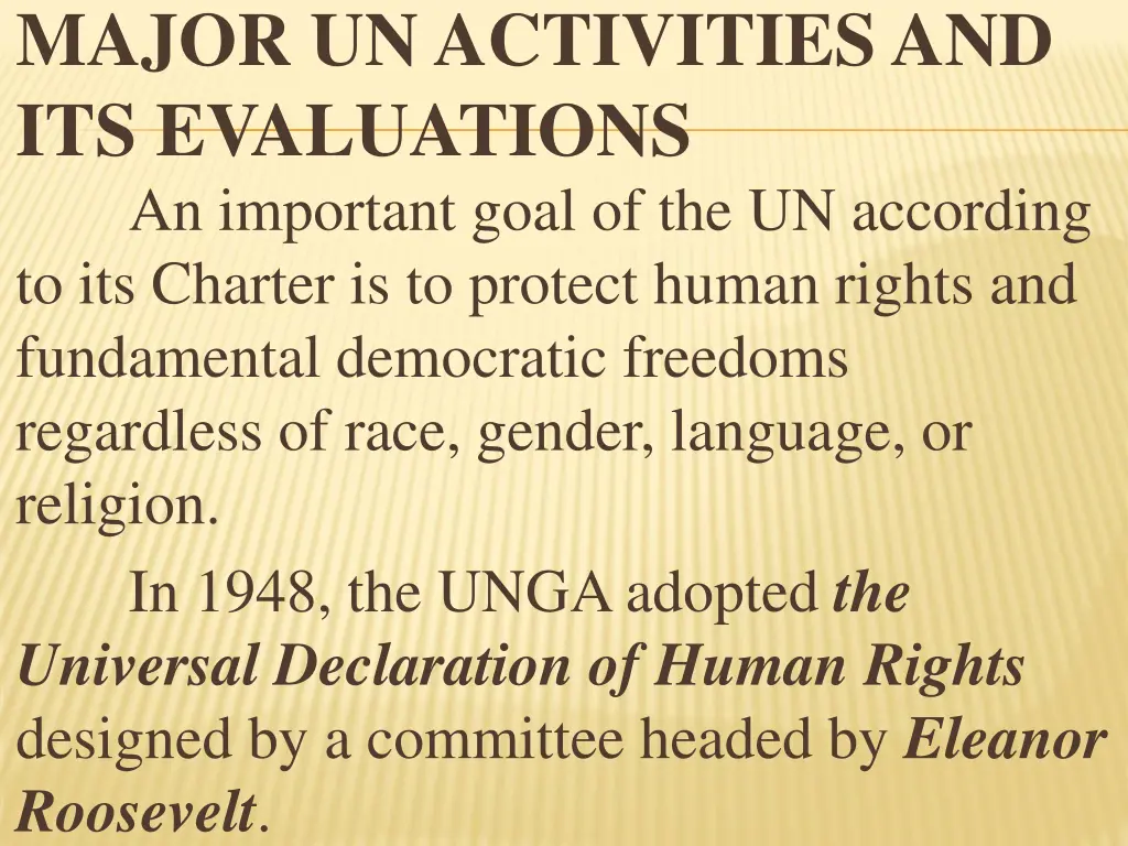 major un activities and its evaluations 1