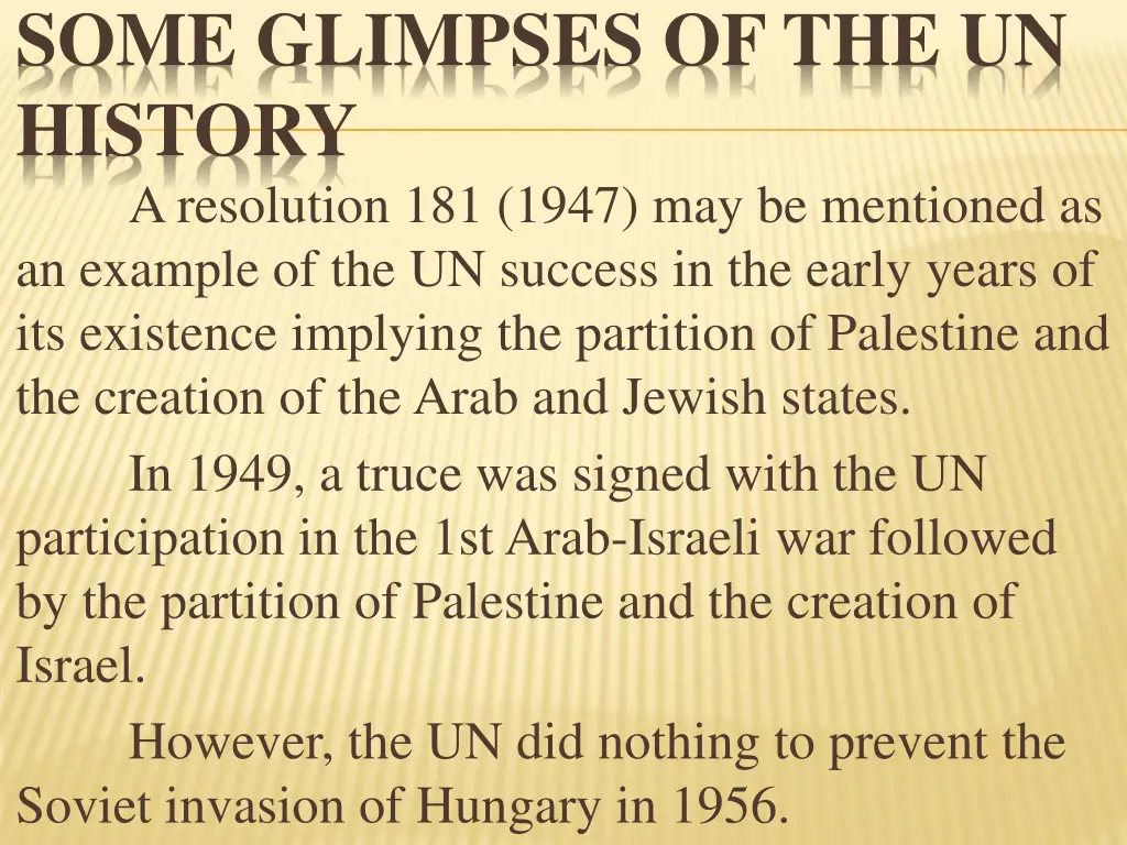 some glimpses of the un history a resolution