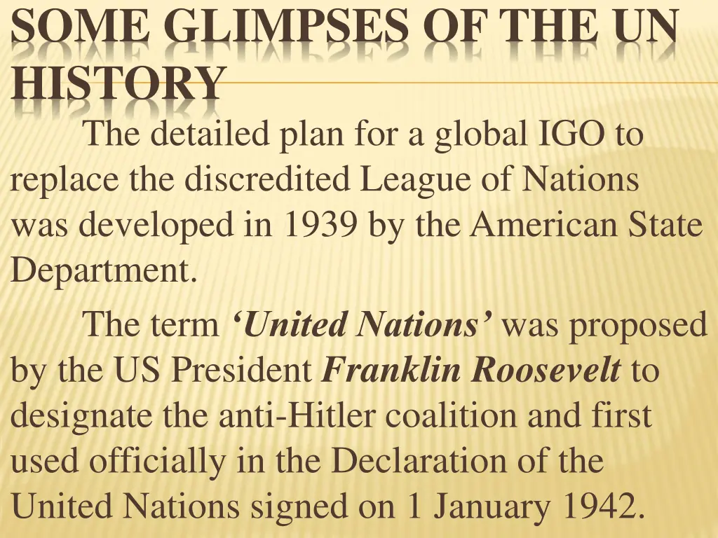 some glimpses of the un history the detailed plan