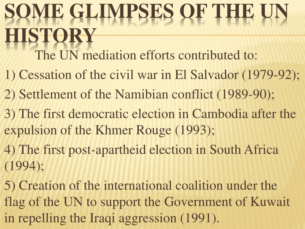 some glimpses of the un history the un mediation
