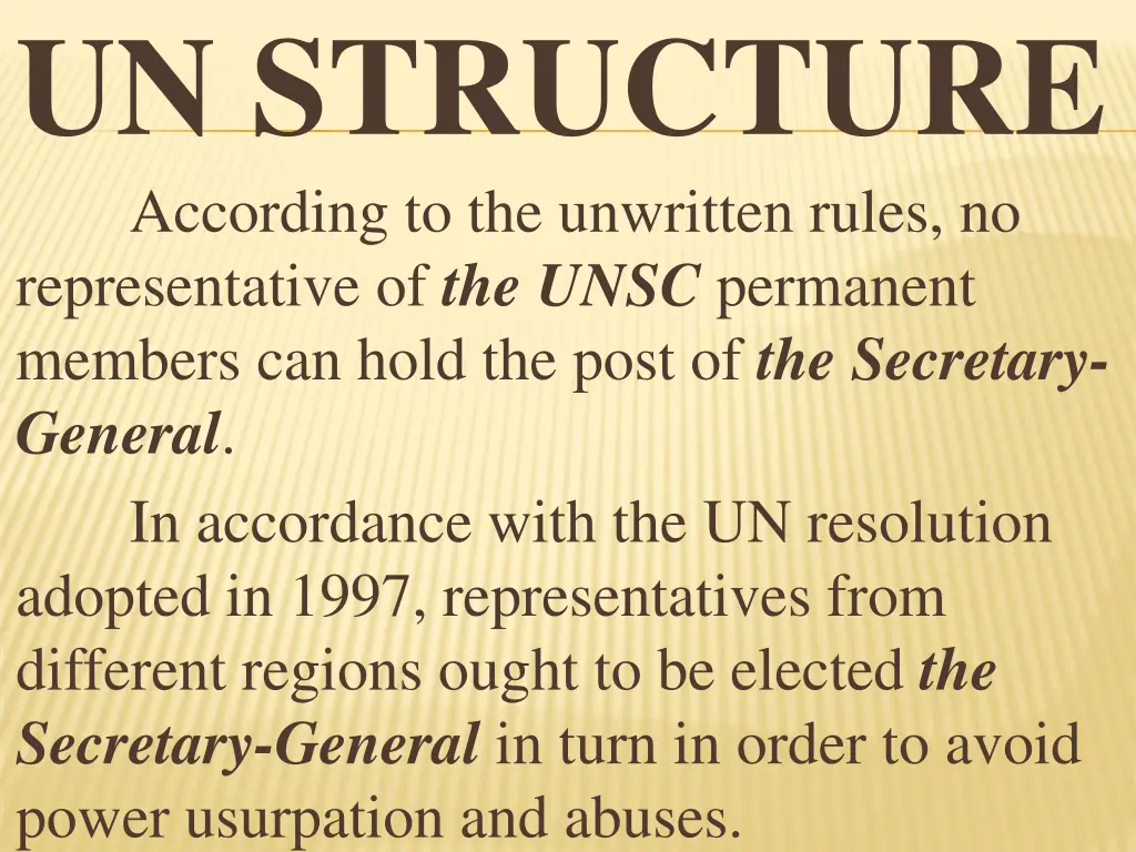 un structure according to the unwritten rules