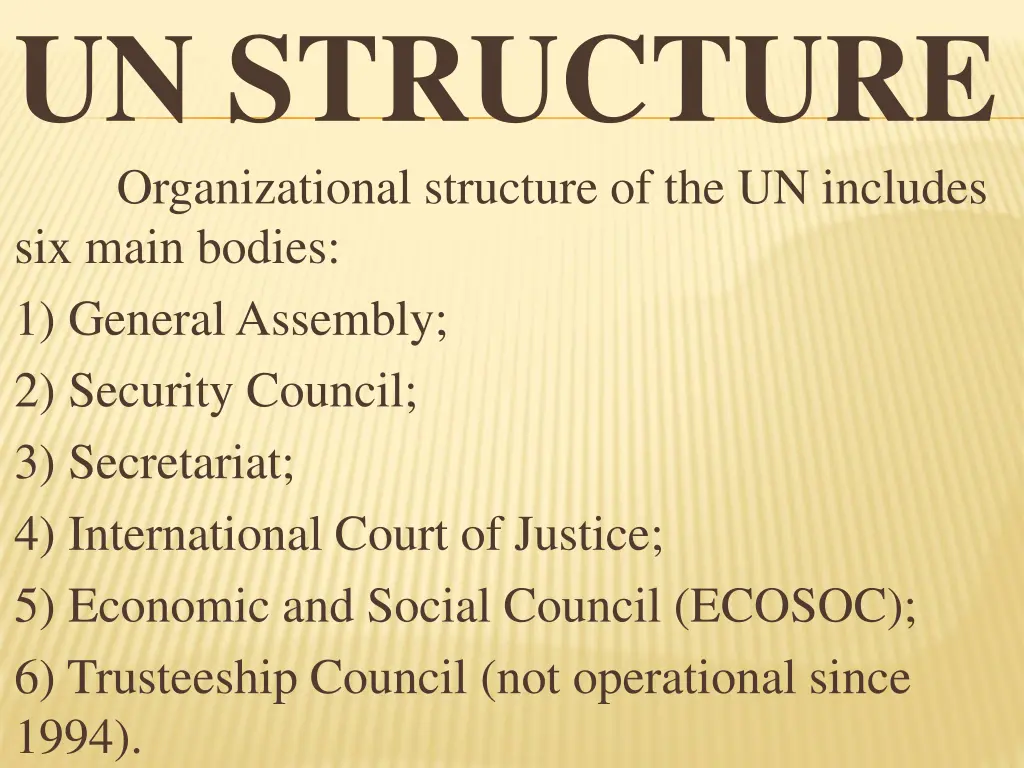 un structure organizational structure