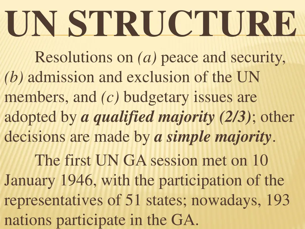 un structure resolutions on a peace and security