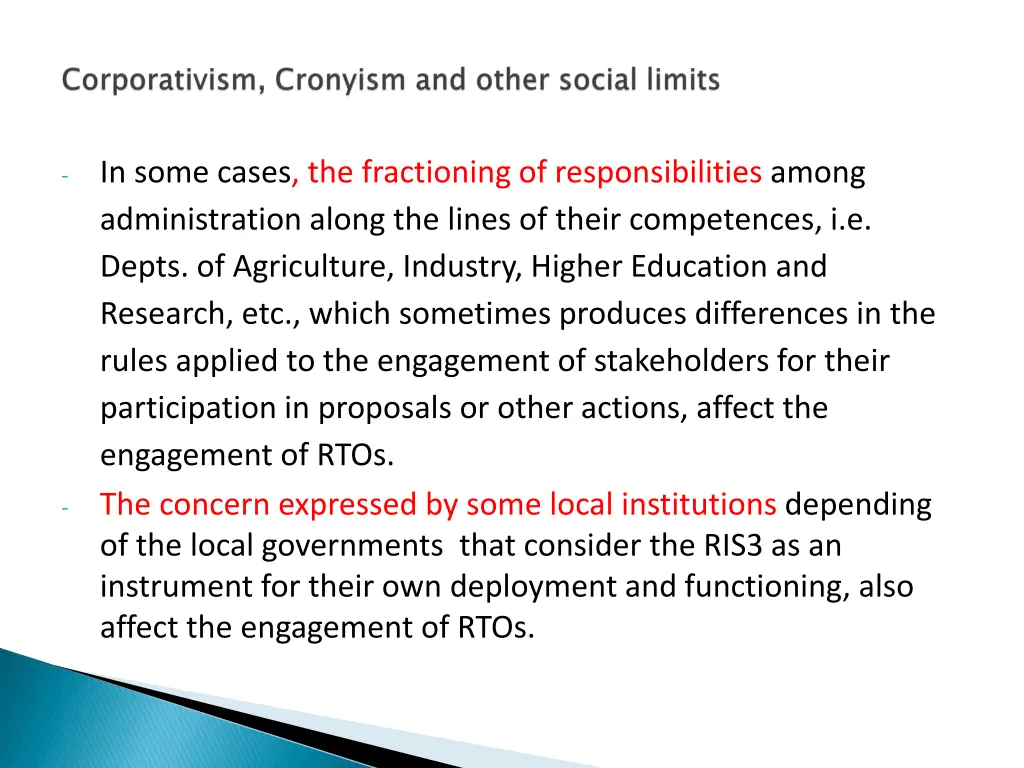 in some cases the fractioning of responsibilities 1