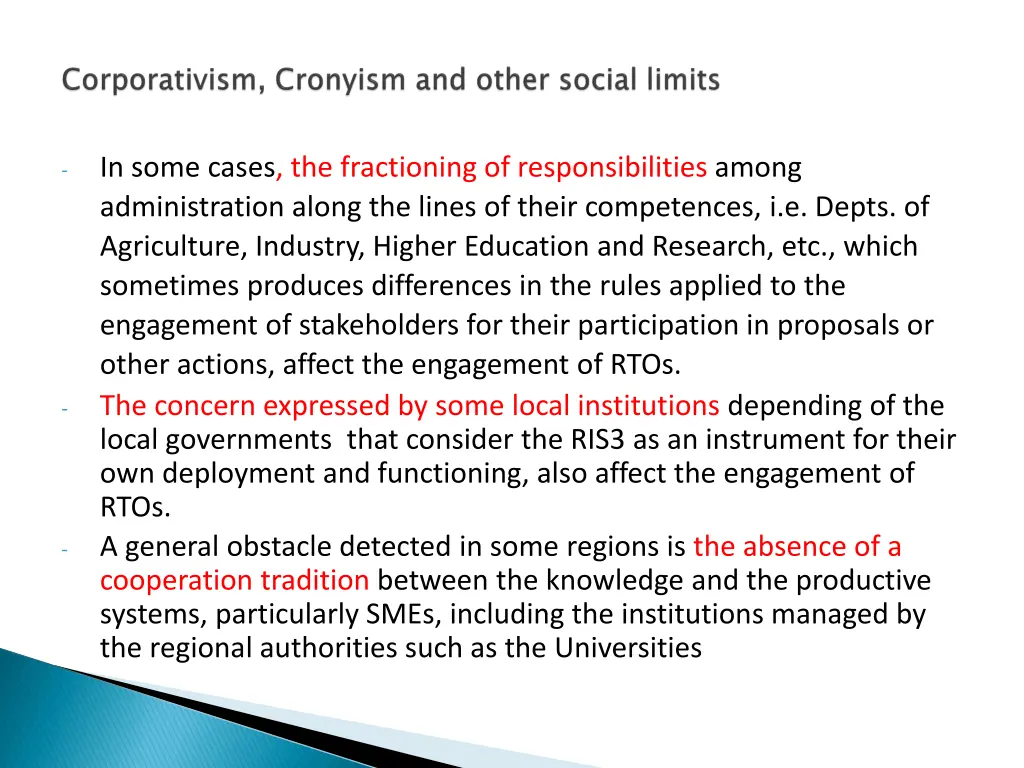 in some cases the fractioning of responsibilities 2