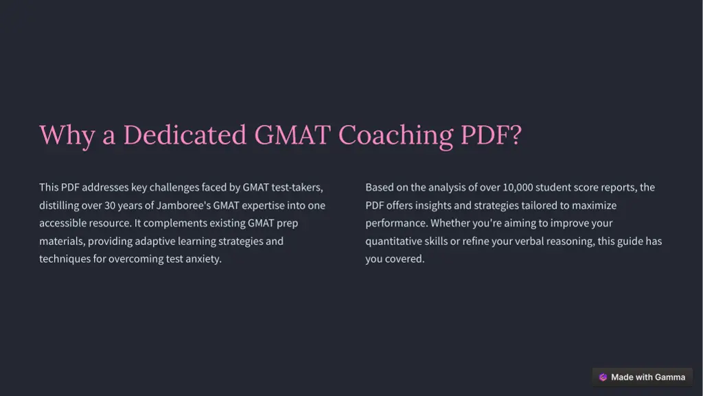 why a dedicated gmat coaching pdf