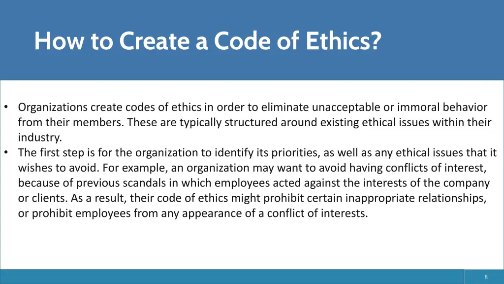 how to create a code of ethics