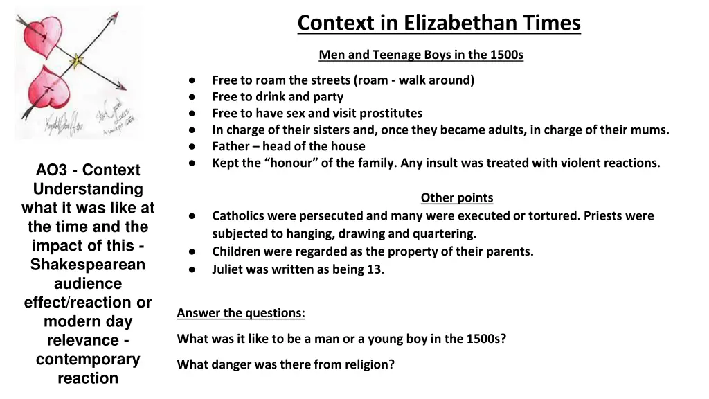 context in elizabethan times