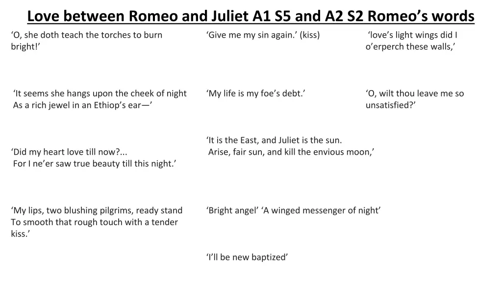 love between romeo and juliet