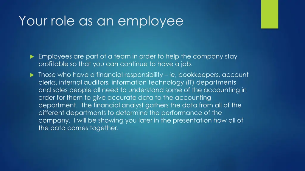 your role as an employee