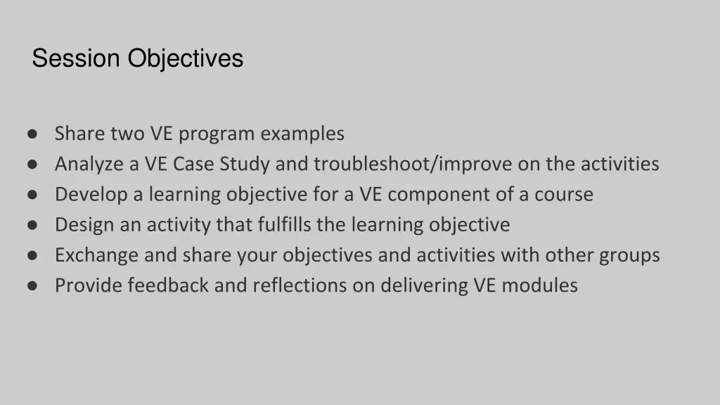 session objectives