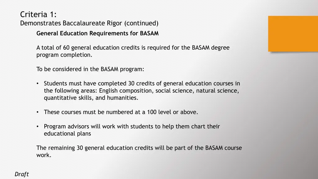 criteria 1 demonstrates baccalaureate rigor 2