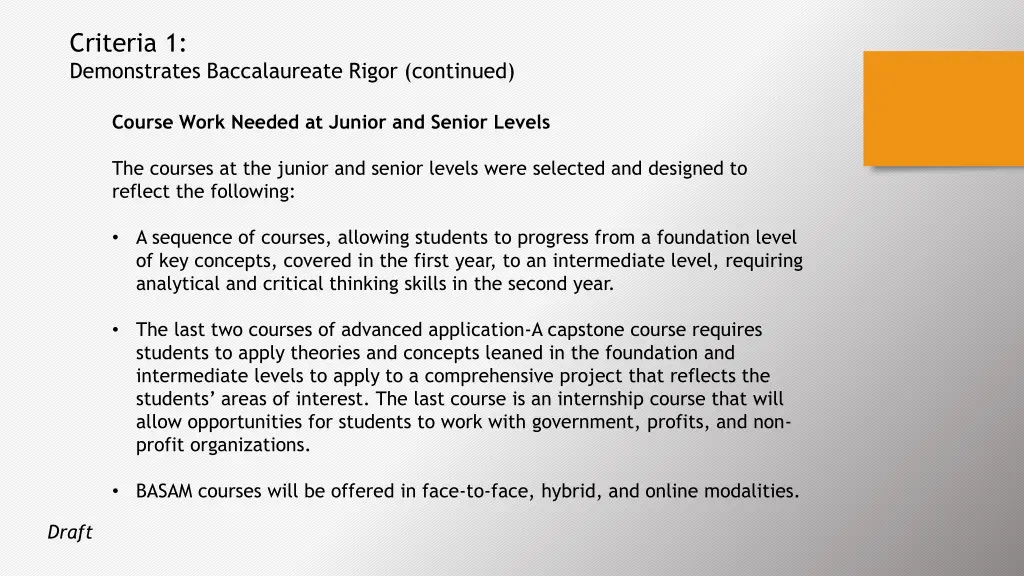 criteria 1 demonstrates baccalaureate rigor 3