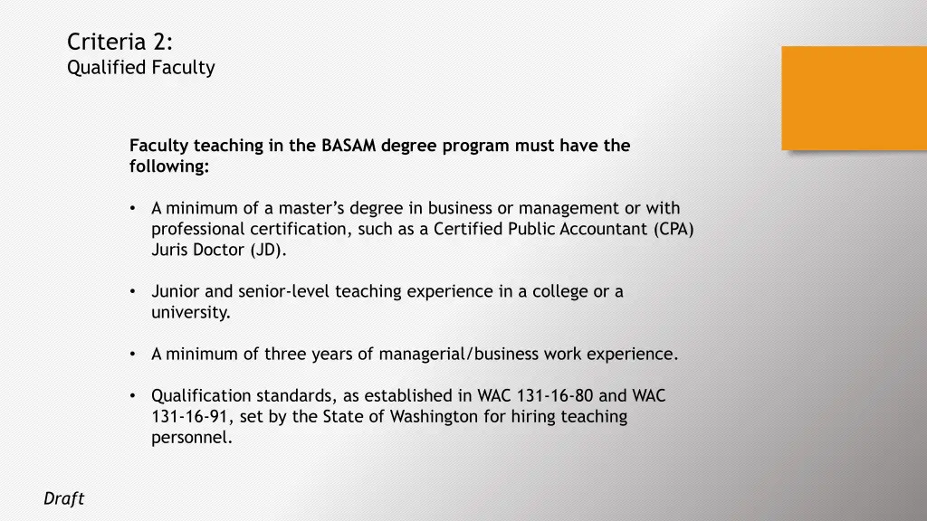 criteria 2 qualified faculty