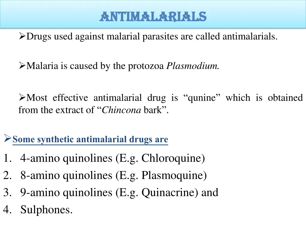 antimalarials antimalarials