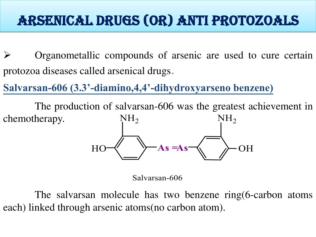 arsenical arsenical drugs or drugs or anti