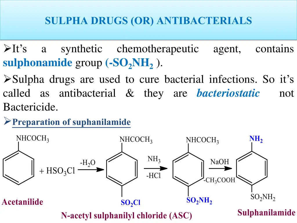sulpha drugs or antibacterials