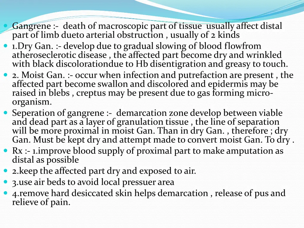 gangrene death of macroscopic part of tissue