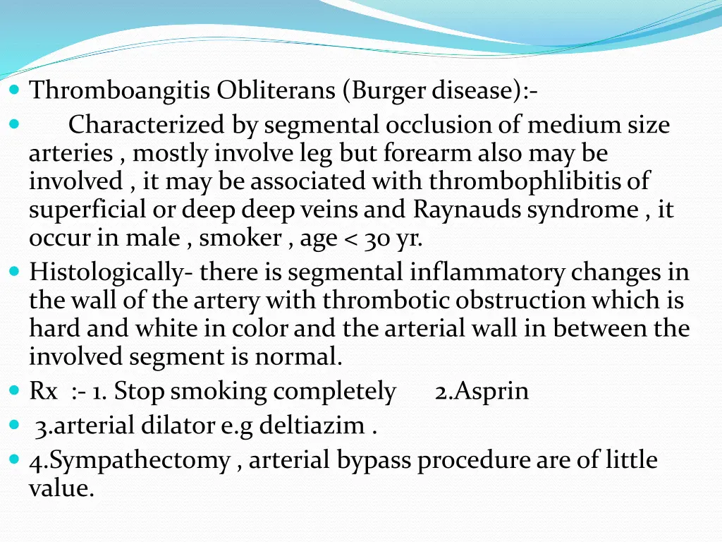 thromboangitis obliterans burger disease