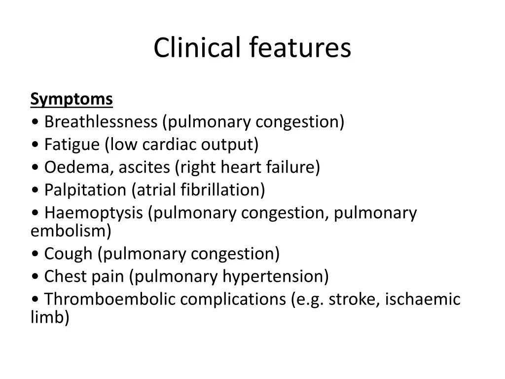 clinical features