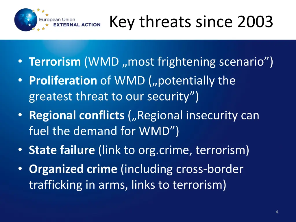 key threats since 2003