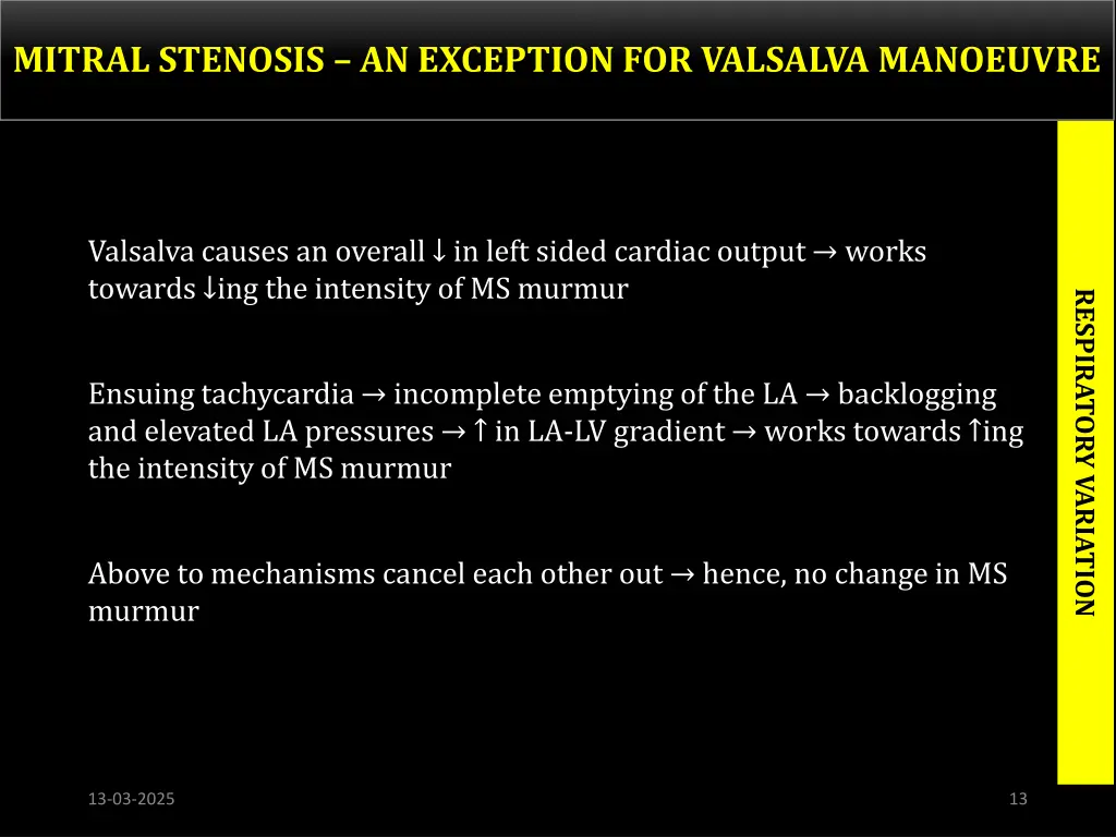 mitral stenosis an exception for valsalva
