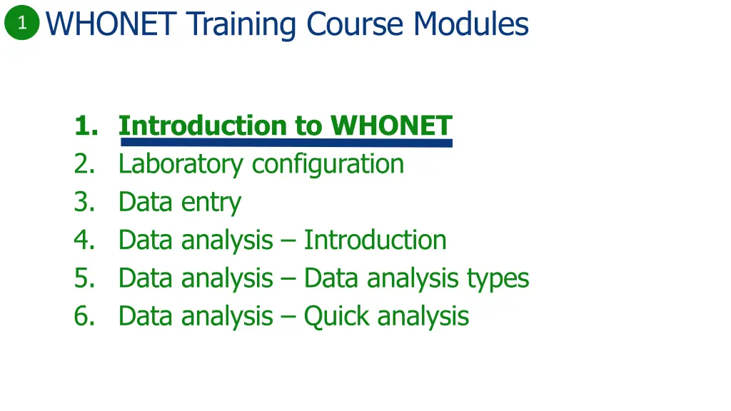 1 whonet training course modules