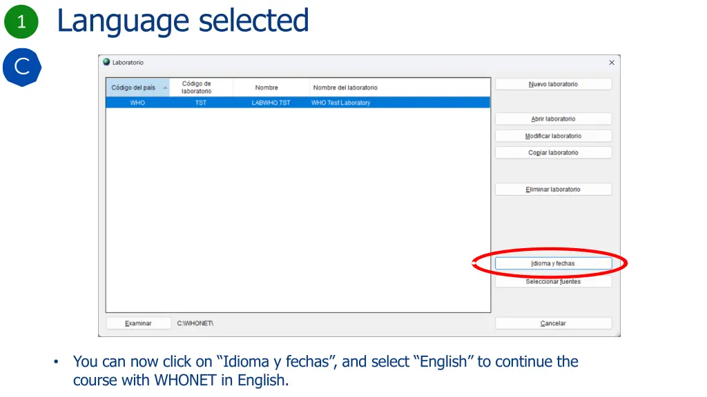 1language selected