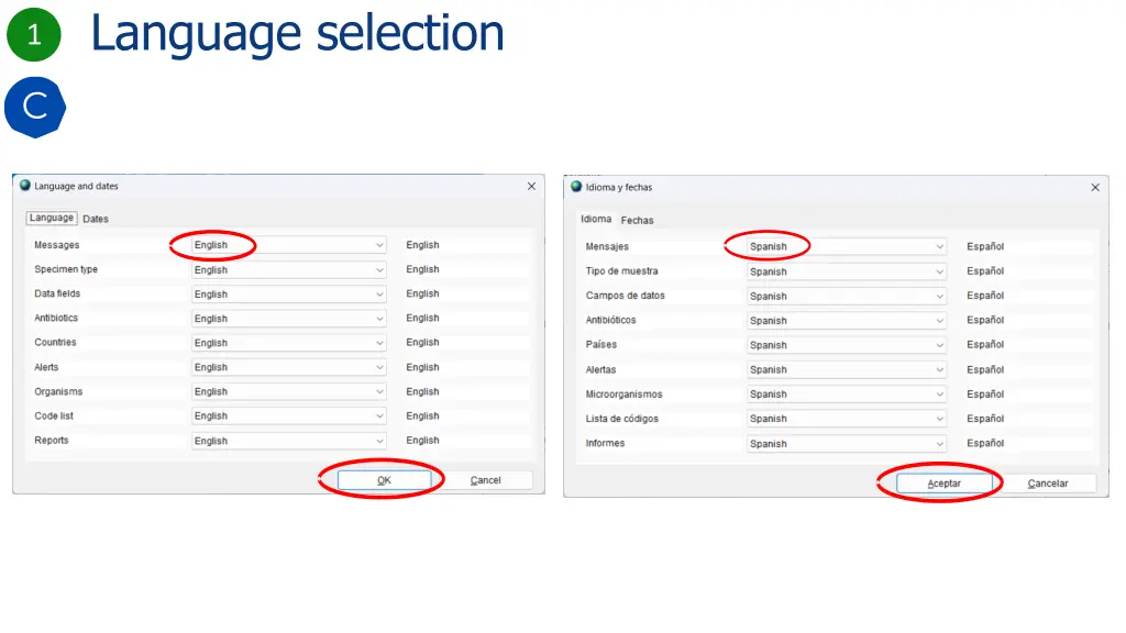 1language selection