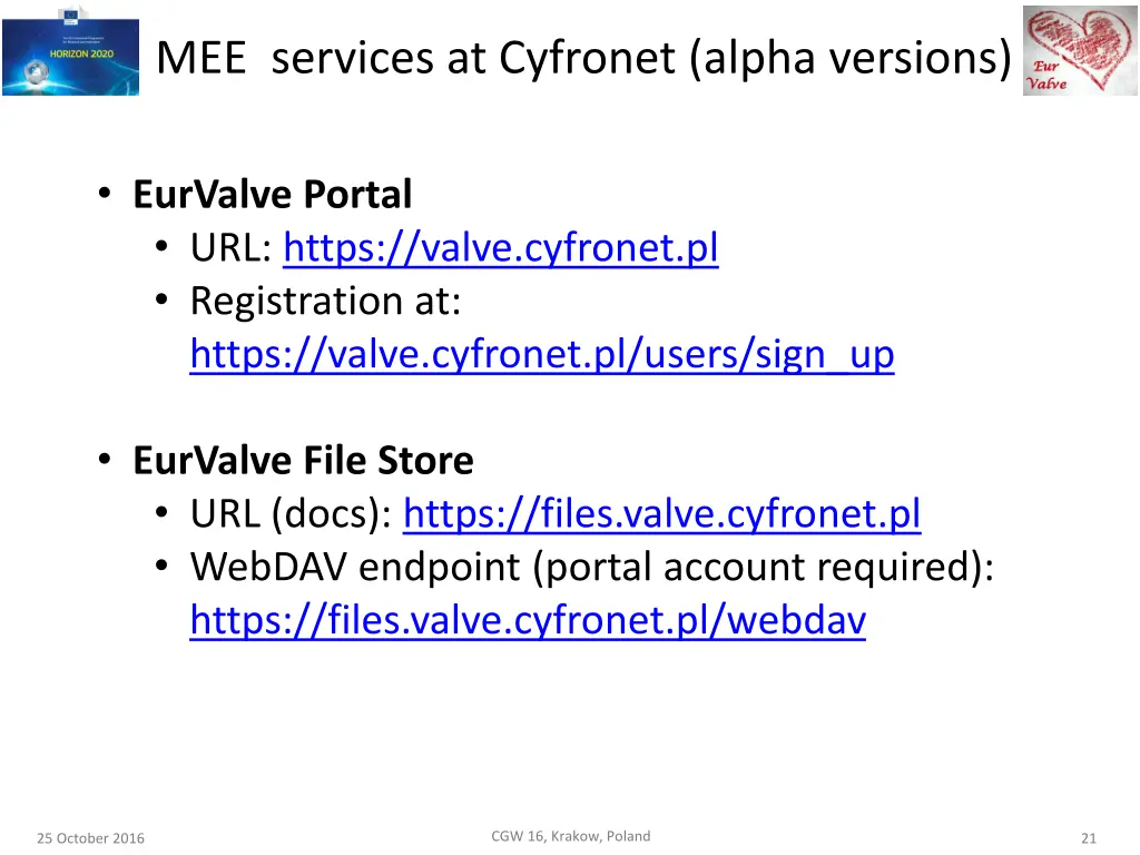 mee services at cyfronet alpha versions