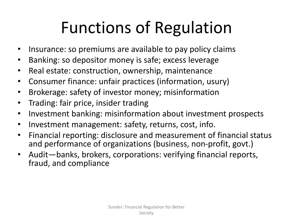 functions of regulation