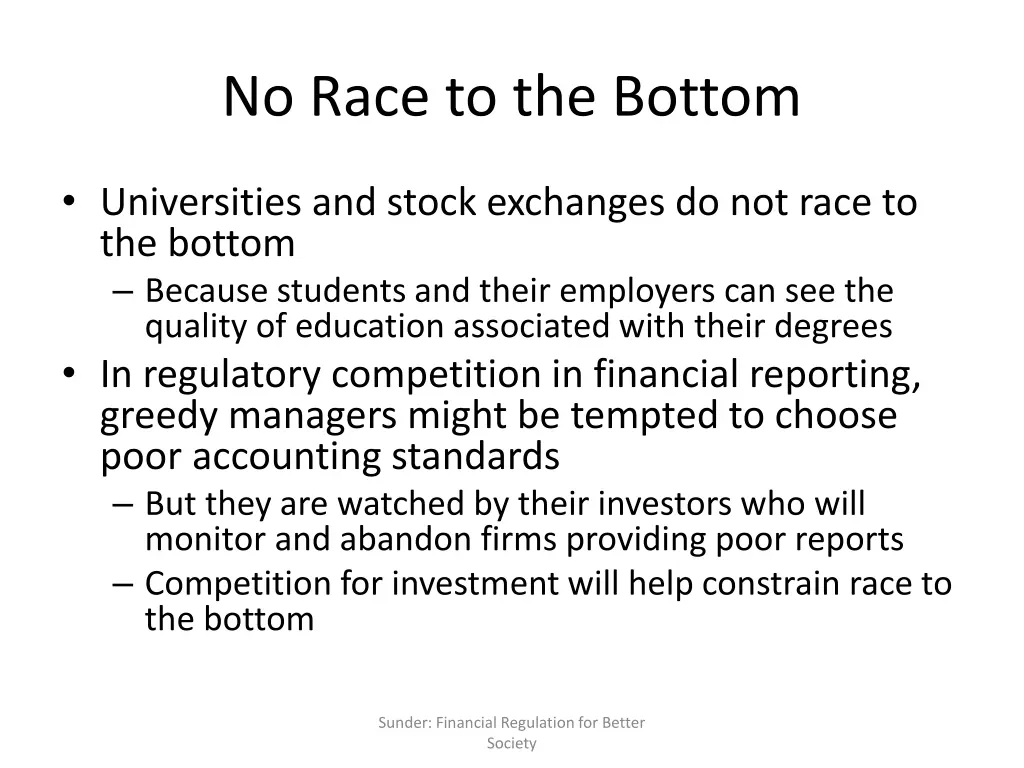 no race to the bottom