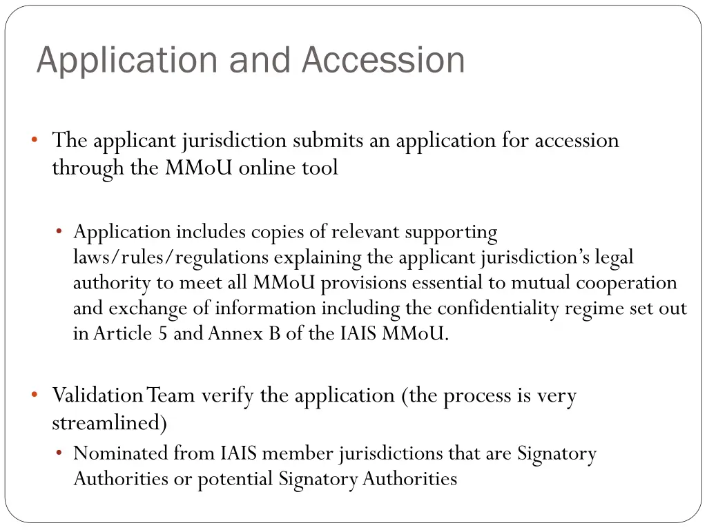 application and accession
