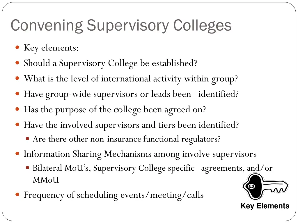 convening supervisory colleges