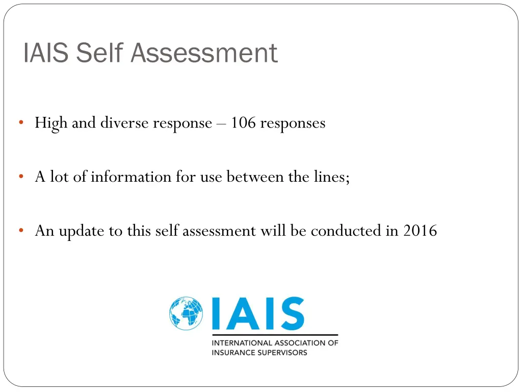 iais self assessment