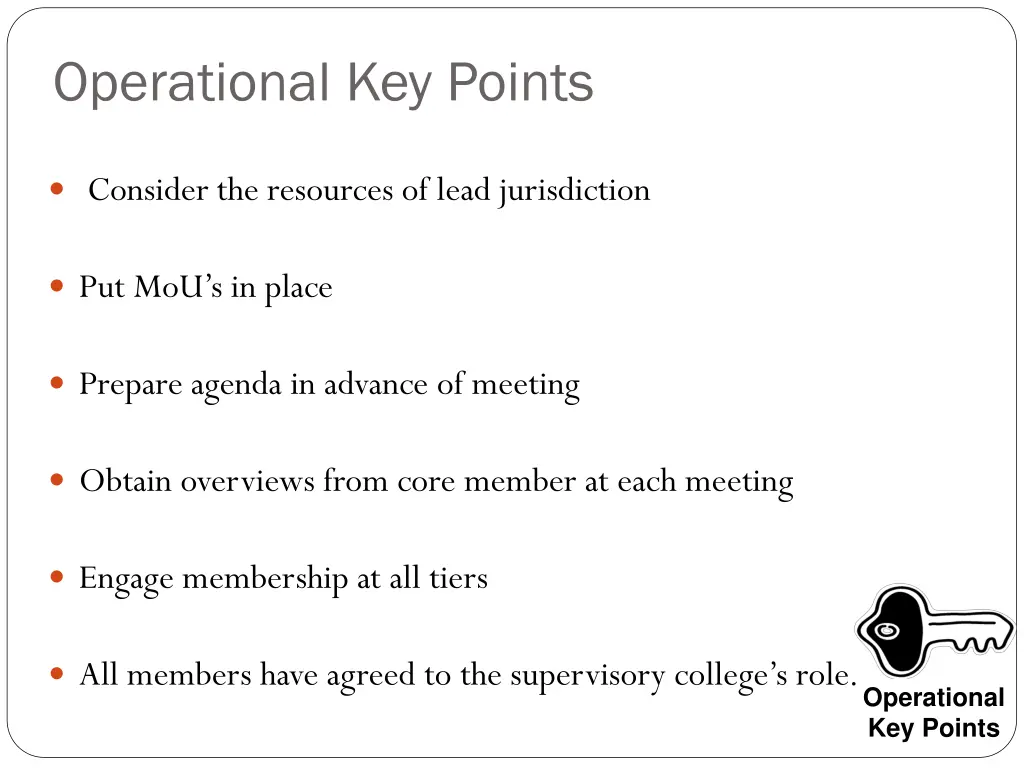 operational key points