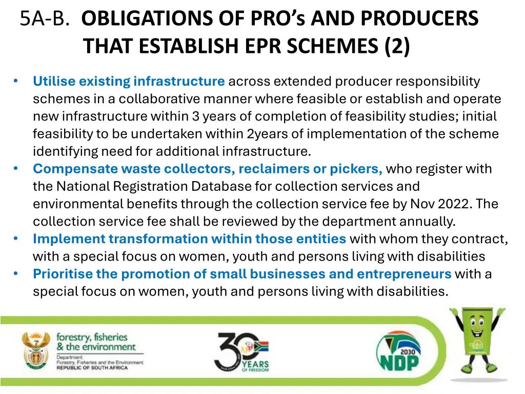 5a b obligations of pro s and producers that 1