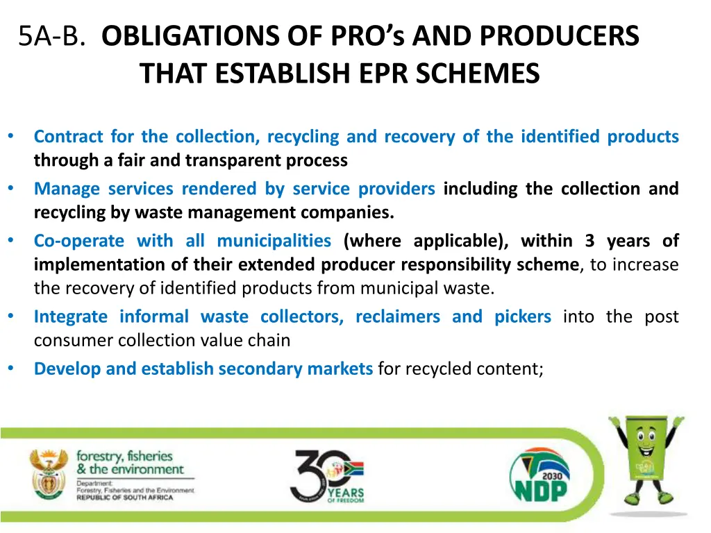 5a b obligations of pro s and producers that