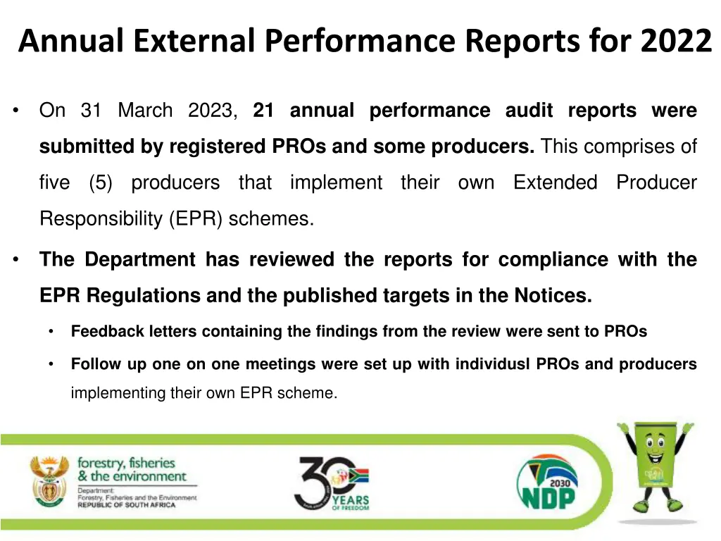 annual external performance reports for 2022