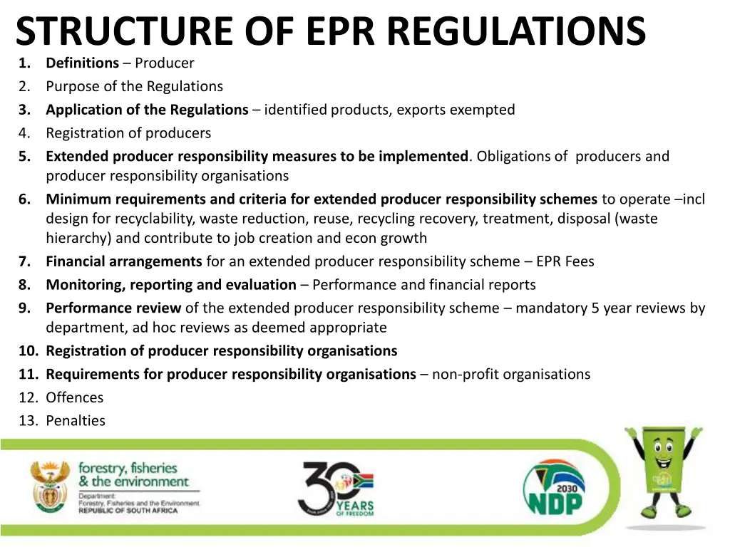 structure of epr regulations 1 definitions