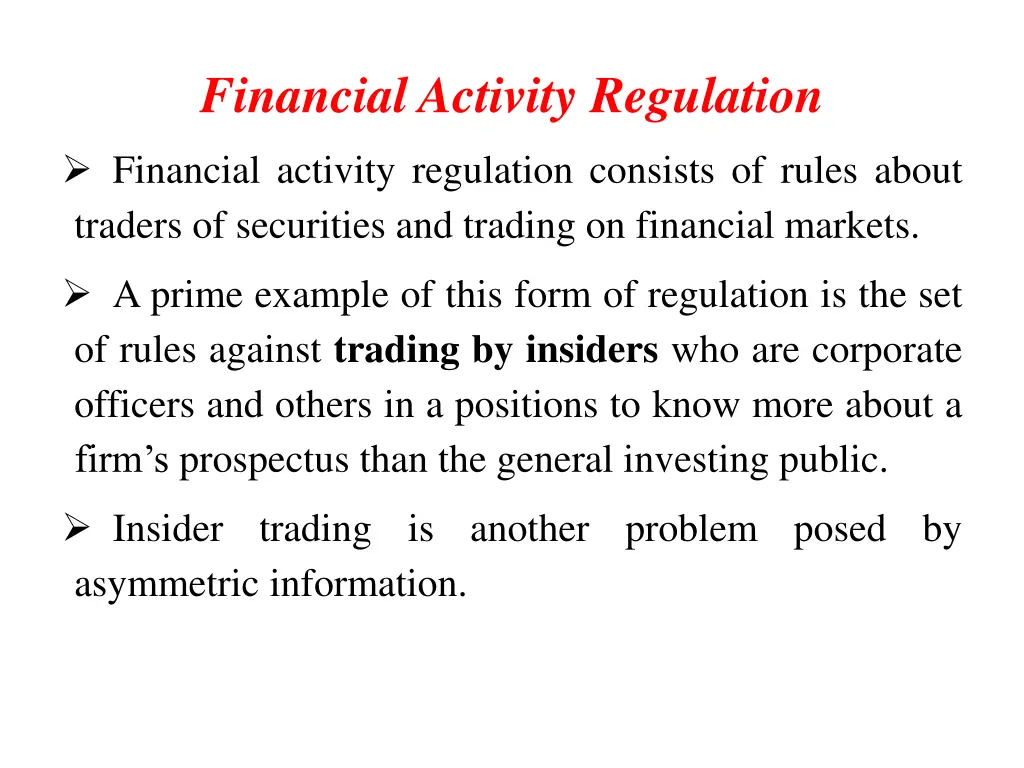 financial activity regulation