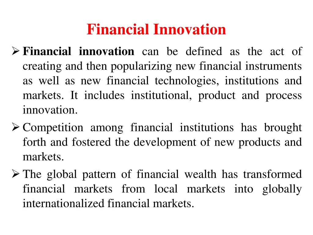 financial innovation