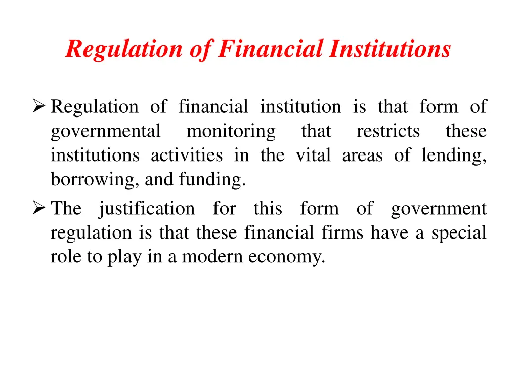 regulation of financial institutions