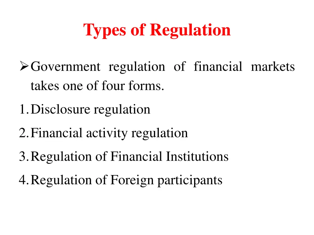 types of regulation